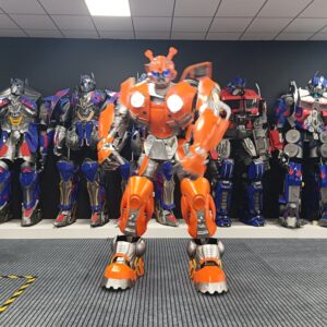 LED Robot Stilt Walking Costume Carnival Cosplay Robot Costume Yellow and Blue Performance Costume